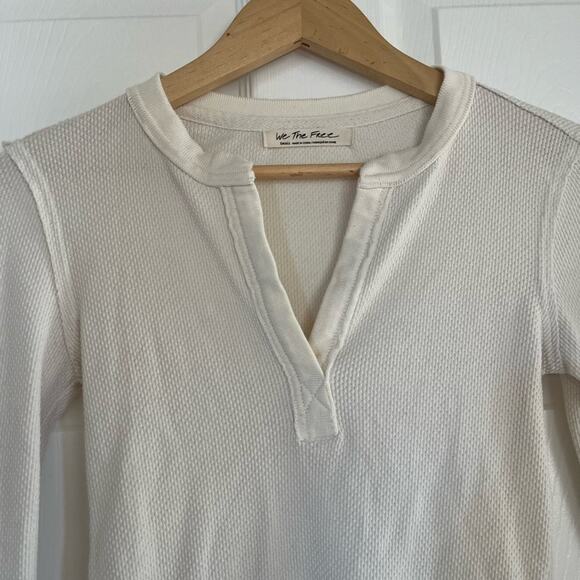 Free People Mikah Layering Cuff Thermal Top in Cream Combo Size Small - Picture 5 of 7